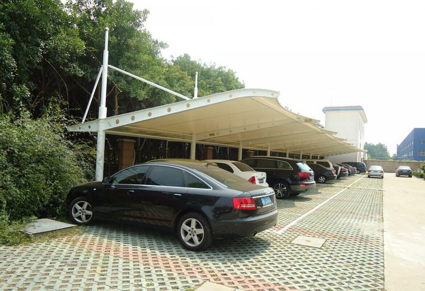 车棚景观棚遮阳棚汽车棚电动车双开停车棚膜结构充电棚_上海豪翼钢