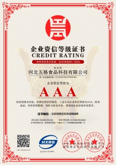 AAA級(jí)企業(yè)資信認(rèn)證