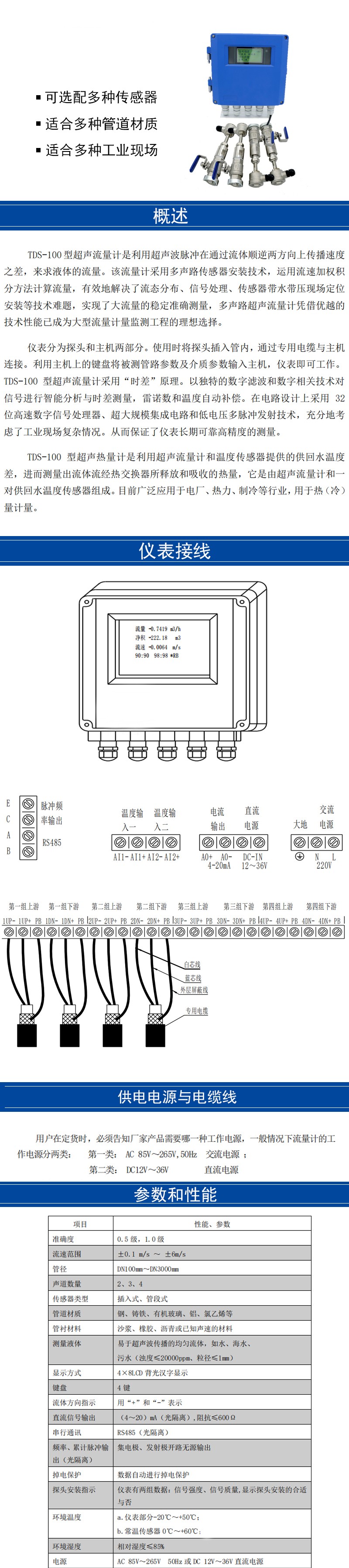 CWIS86——海峰云UL-1000无线远传智能型双声道插入式超声波流量计485接口