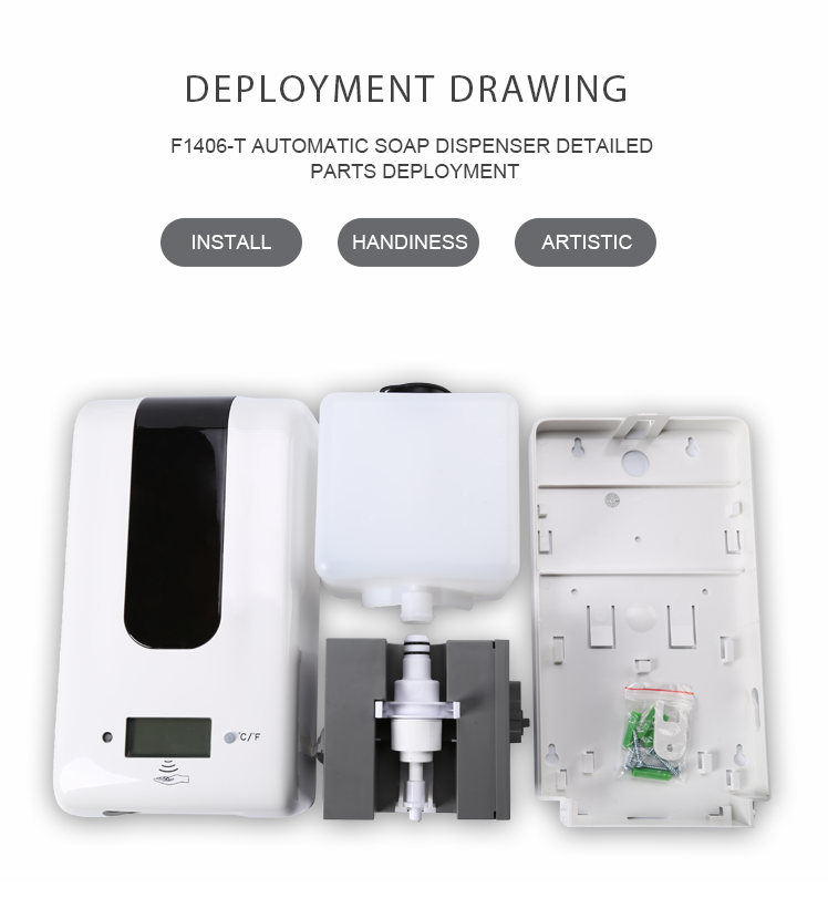 Temperature measurement and disinfection soap gel liquid dispenser