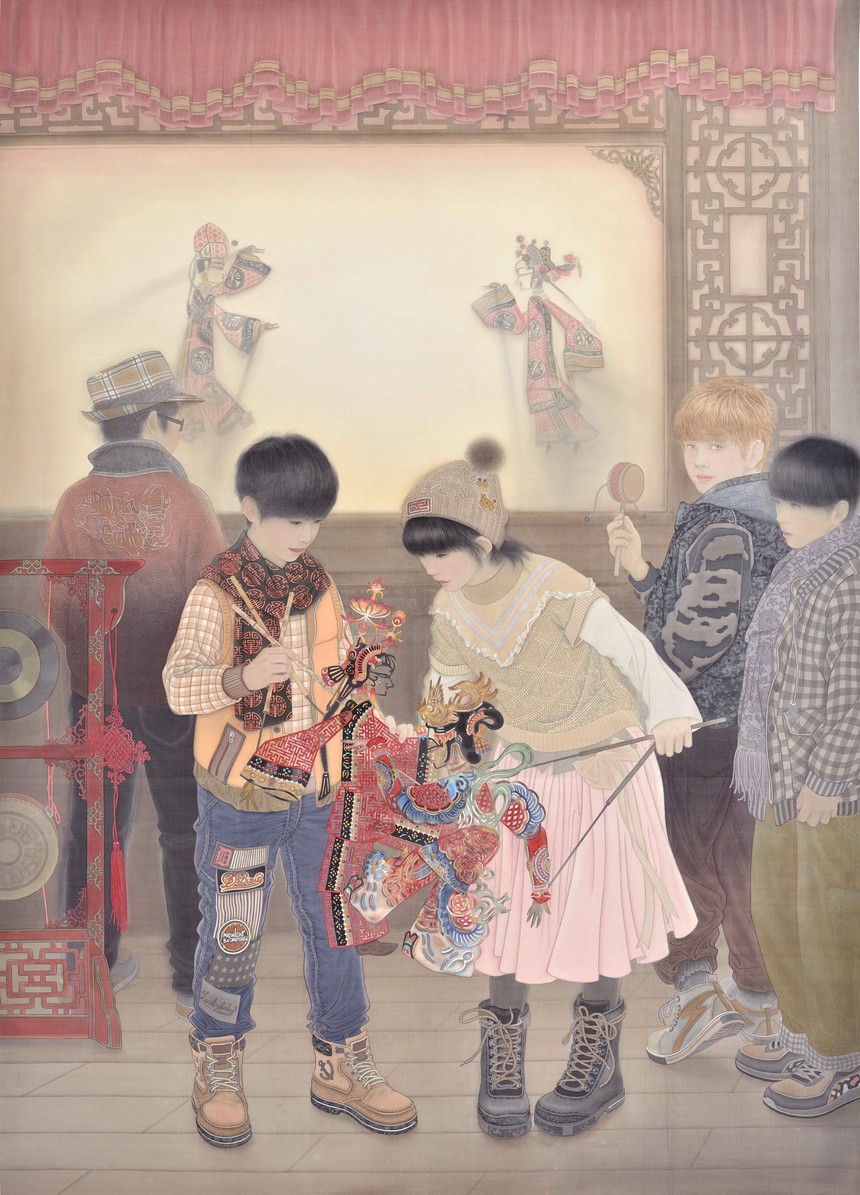 《绛纱影中摇童年》 2018年 中国画 213cmx165cm 绢本重彩.jpg