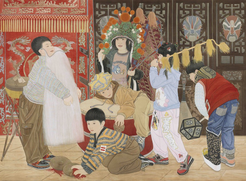 《梨园梦》210cmx168cm 2014年 绢本重彩.jpg