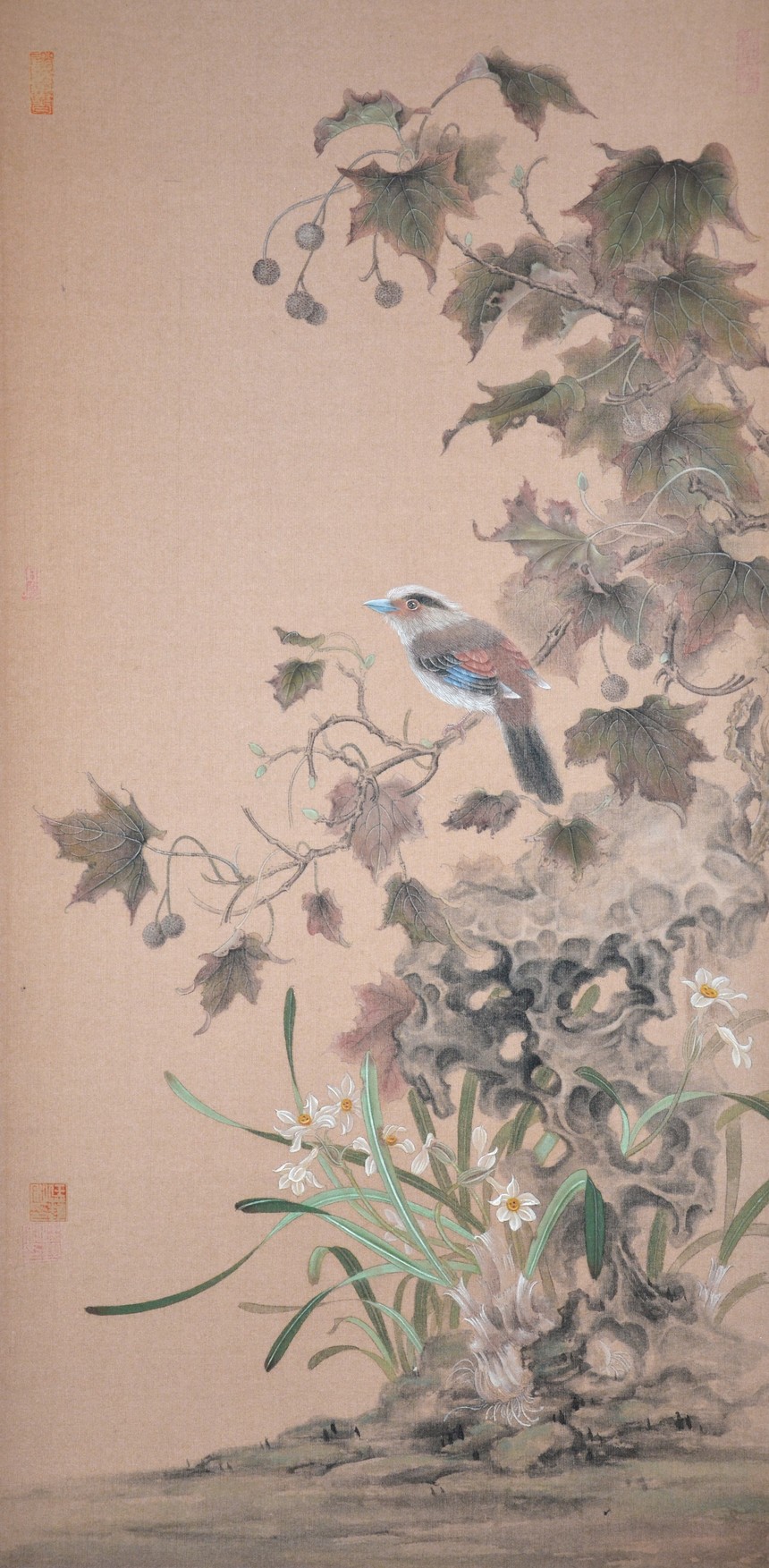1月《风吹梧叶秋声赋，琴弹绿猗水仙操》33cmx66cm.jpg