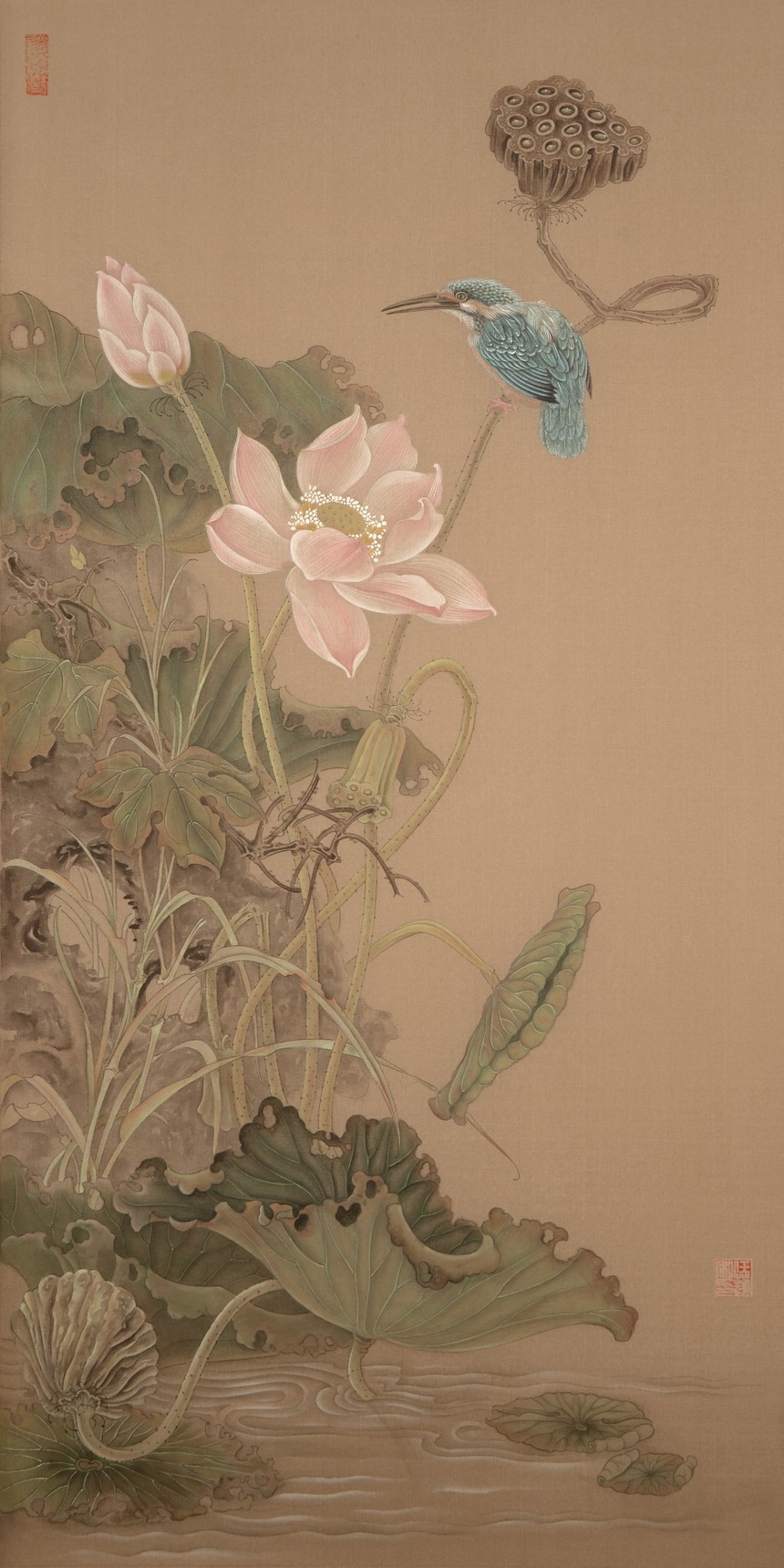 6月《荷花带雨溪亭静，梧叶迎风冰井寒》33cmx66cm.jpg