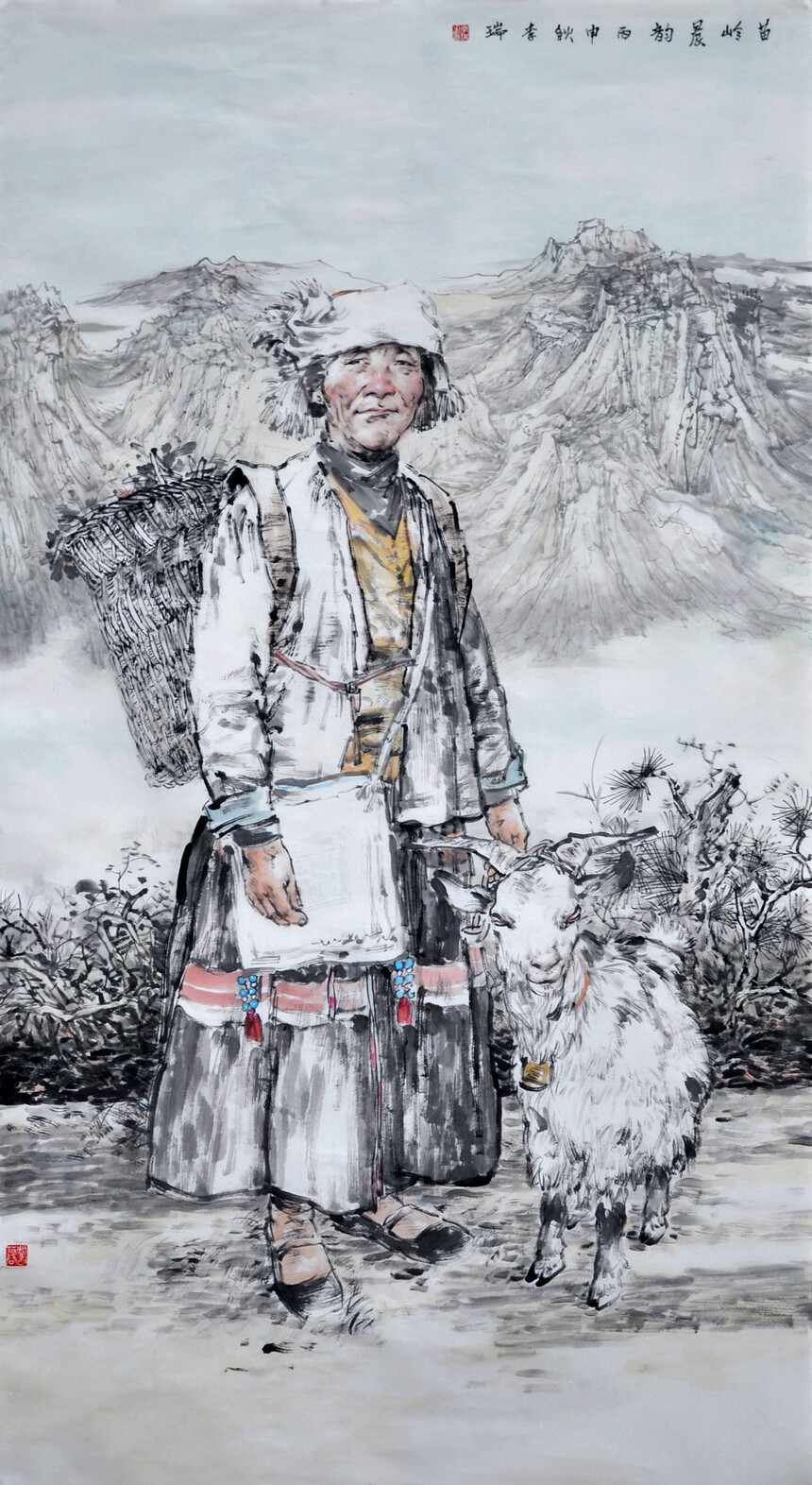 《苗岭晨韵》入选首届“写意苏州”人物篇中国画双年展（97cm×180cm）纸本水墨2016年.JPG