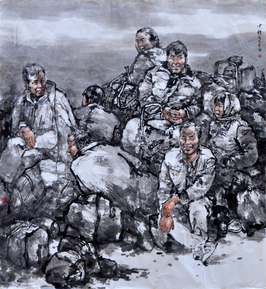 《中转》获山西省第十七届美术作品展获三等奖(200cm×180cm) 纸本水墨2018年.JPG