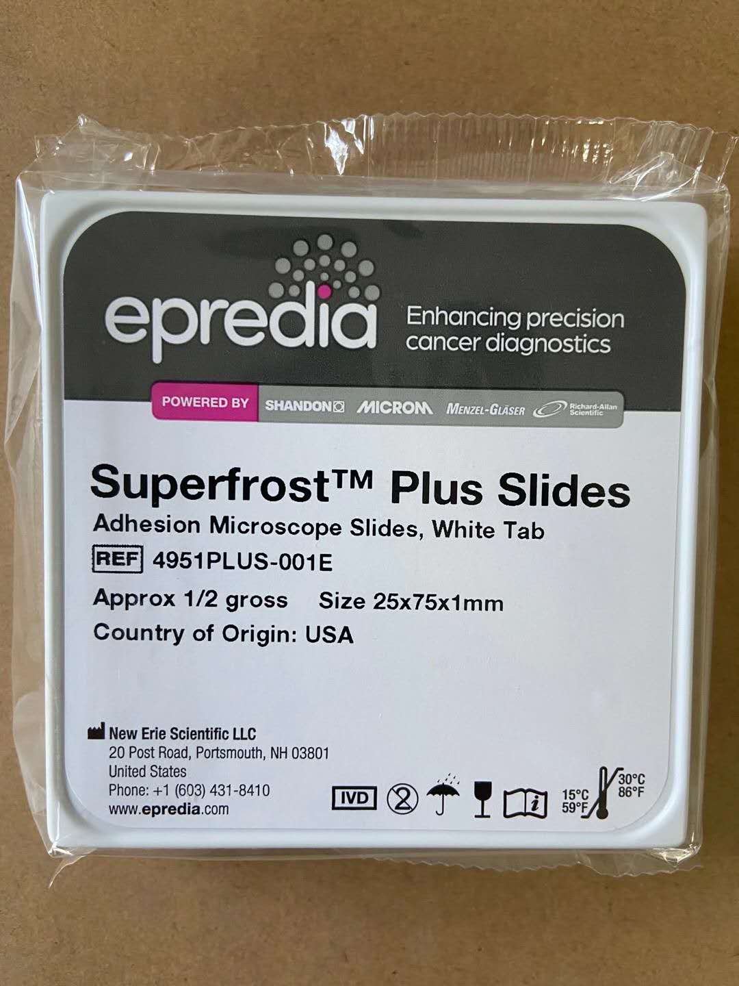 Thermo 4951PLUS001E SuperFrost™ Plus Epredia 正电荷防脱载玻片上海文晖科贸有限公司