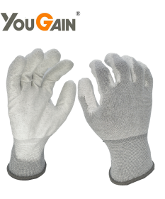 13G Polyester and Carbon Fiber Liner PU Palm Coated Glove