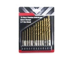 13Pcs Inch Set Jobber Length Titanium Impact Hex Shank HSS Drill Bit in Double Blister