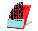 10Pcs Metric Black Oxide Rolled HSS Drill Bit Set for Metal Aluminium PVC Drilling in Plastic Box