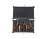 9Pcs Inch 3 Flats Shank Straight Flute Titanium HSS Step Drill Bit Set for Metal Tube Sheet Drilling in Aluminum Case