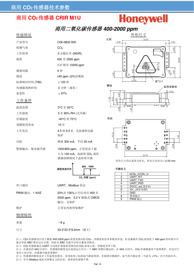 Commercial CO2  Sensor datasheet CRIR M1U Ver A_ZH-CN.PDF_0.jpg