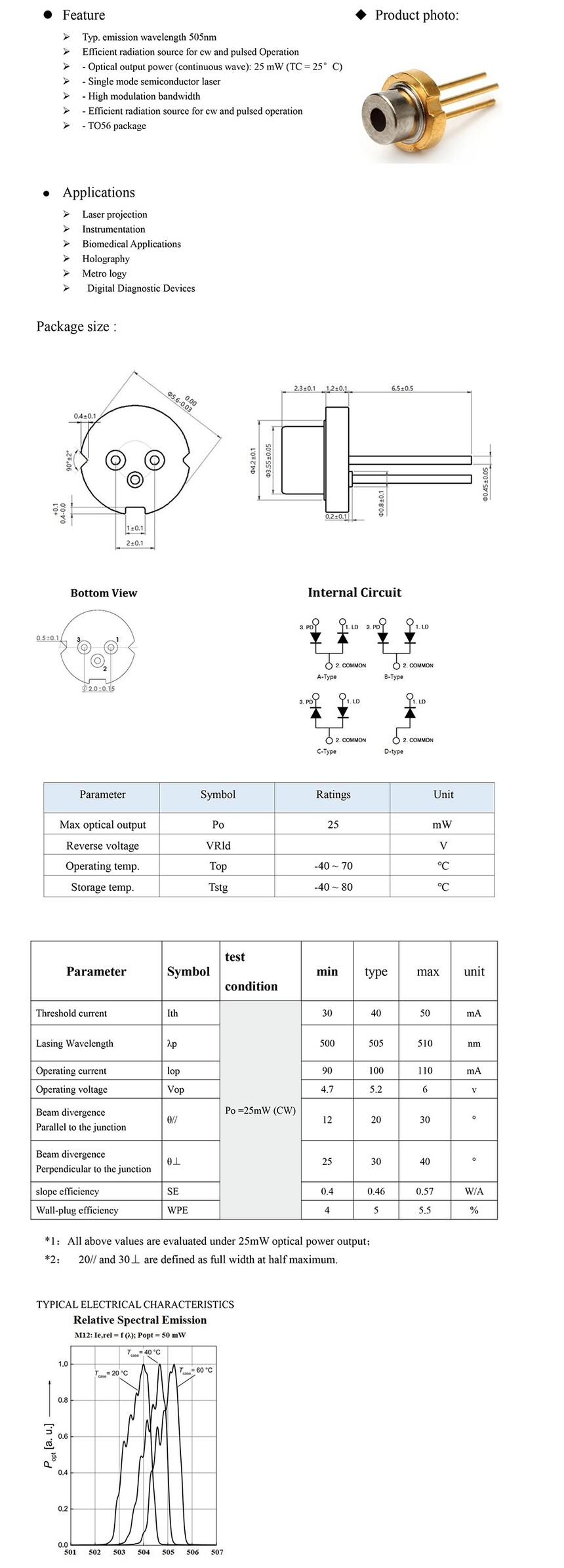 TO56 25mW 505nm laser diode.jpg