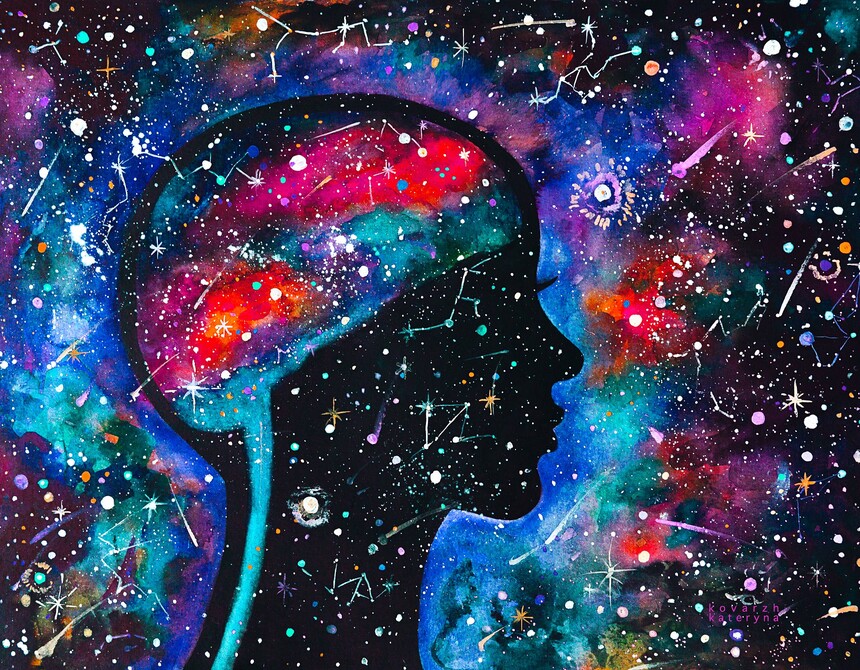 Watercolor painting cosmic woman. Galaxy. Stars..jpg