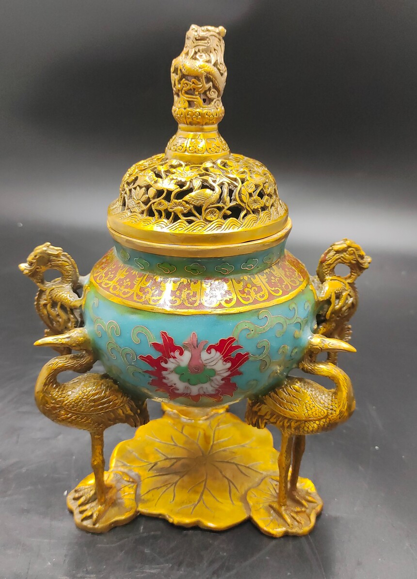 2096 七宝焼　景泰藍　香炉　時代物 2096 七宝焼 景泰藍 香炉 時代物 2096 七宝焼景泰藍香炉時代物