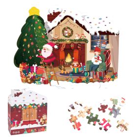 100 Piece Christmas House Shaped Jigsaw Puzzle