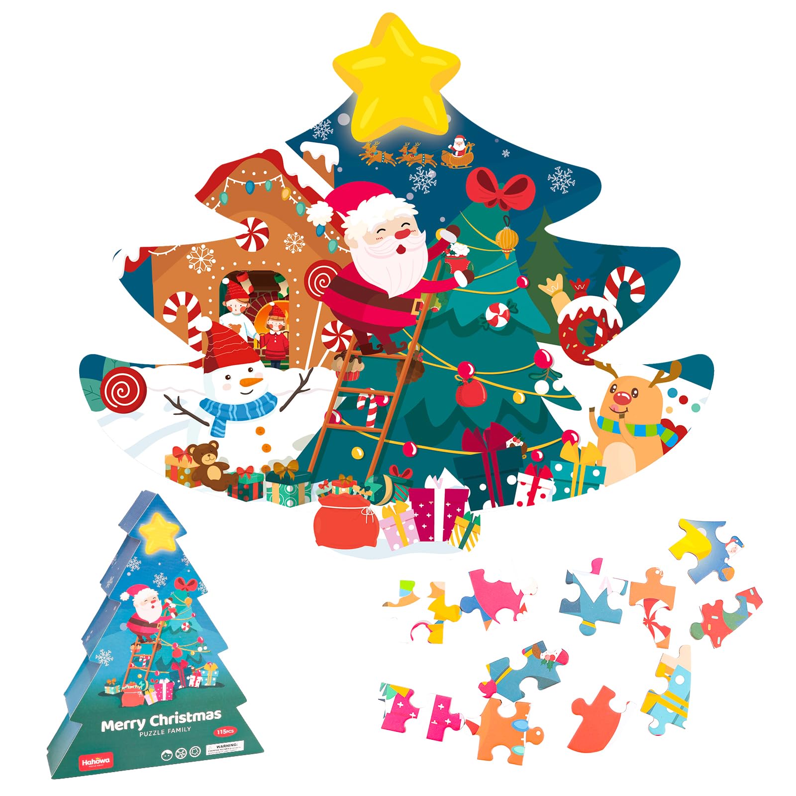115Piece Christmas Tree Shaped Jigsaw Puzzle