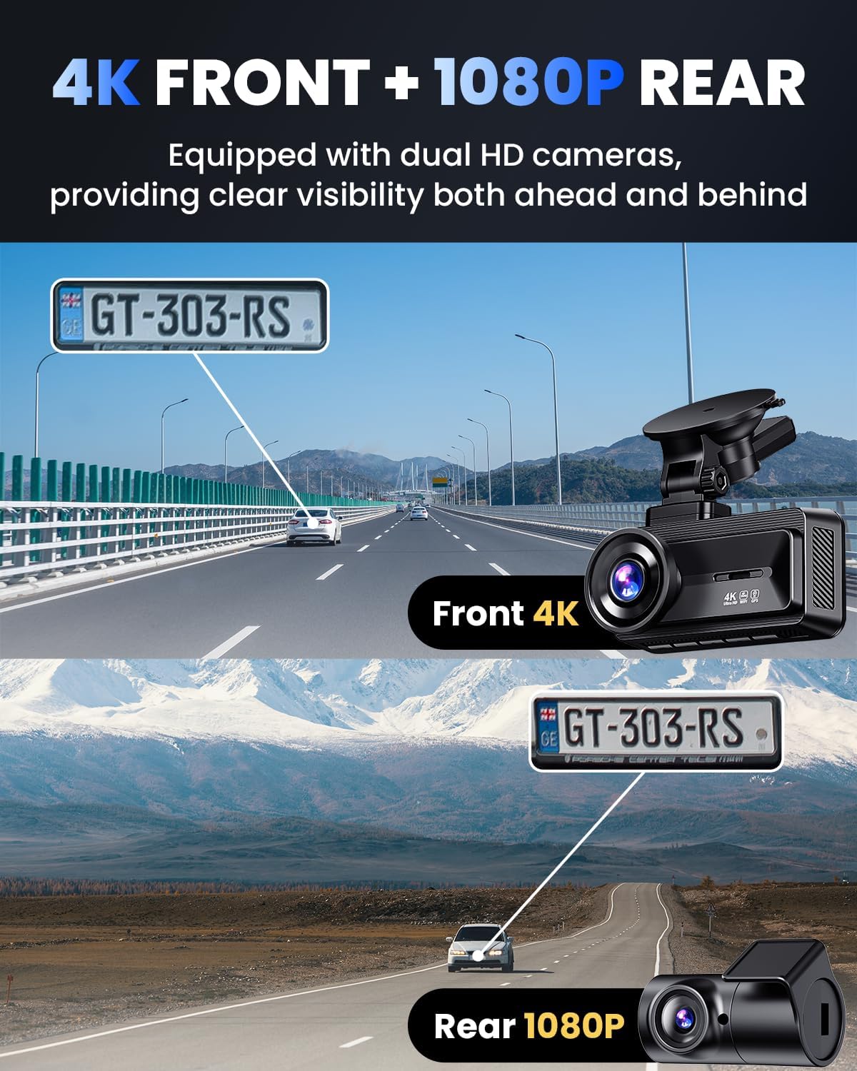 Dash Cam Front And Rear Camera Dash Cam Front And Rear, Full HD