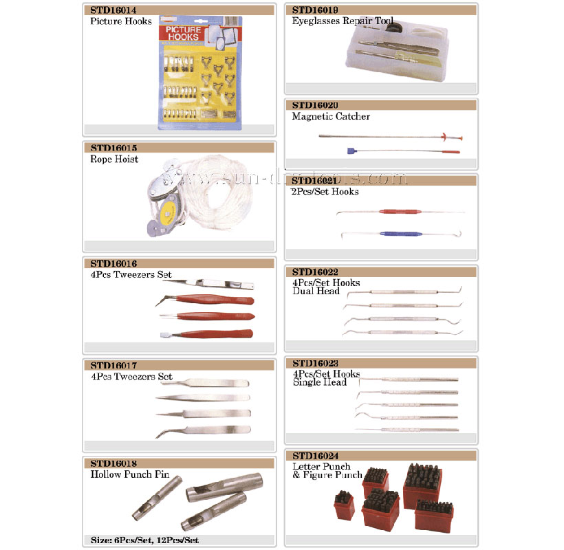 167 Picture Hook��Rope Hoist��Tweezers Set��Hollow Punch Pin��Eyeglass Repair Tool��Magnetic Catcher��Set Hook��Letter and Figure Punch1.jpg