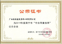 2019年度南寧市"守合同重信用"公示企業