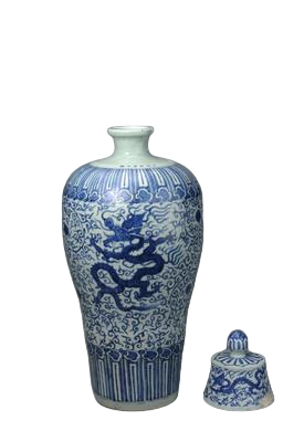 明万历青花龙纹带盖梅瓶_雅春民藏艺术品交易中心