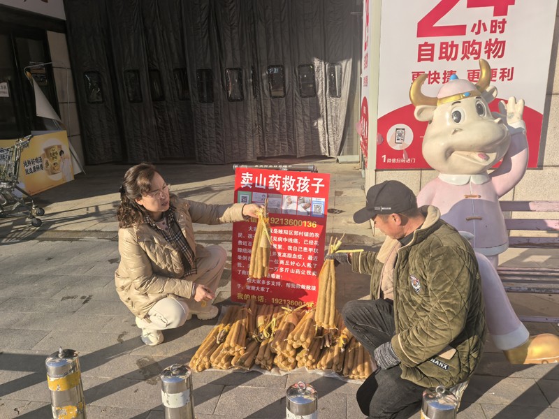 寒风中的爱心接力：商丘志愿者助患癌大叔售卖万斤山药救