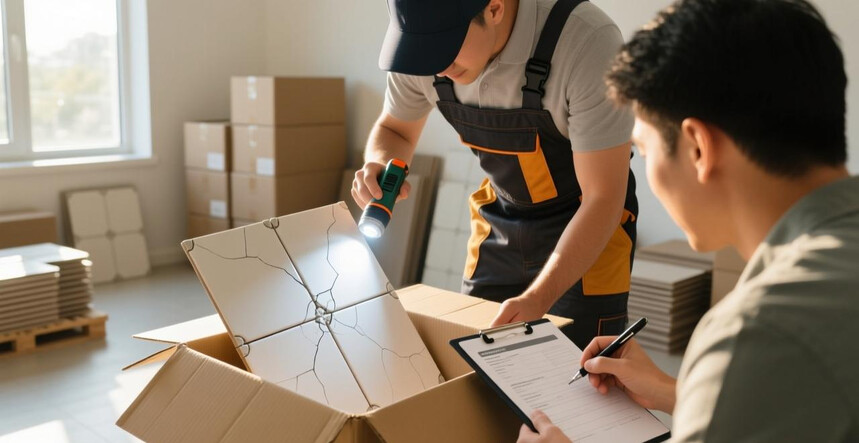 至尊大板瓷砖在运输过程中破损风险高,购买保险和验收细节至关重要_瓷砖运输破损率规定_瓷砖运送过来就有破损如何验收