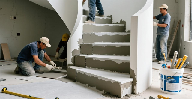 奢石瓷砖大板做旋转楼梯踏步,其弧形切割技术和边缘防护处理难点解析_楼梯瓷砖切割方法_专业切割楼梯