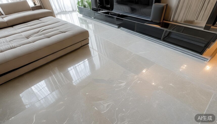750x1500MM 素色质感砖抛蜡轻奢石 现代简约客厅 素色抛蜡 施工后客厅整体风格_客厅抛光砖效果图_客厅用什么颜色的抛光砖