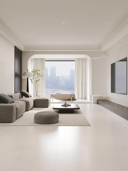 双客厅设计_双客厅平面图_肌肤釉柔光瓷砖如何搭配现代简约客厅 装饰效果与材质优势双重解析