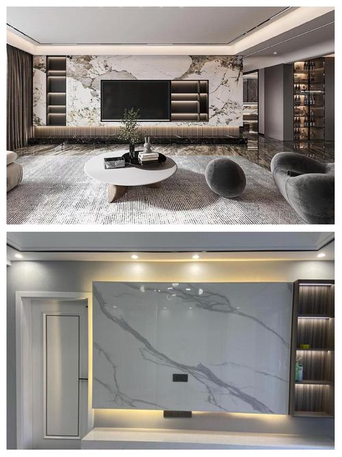 瓷砖和仿玉石的背景墙_900X1800亮光瓷砖上墙的震撼效果:打造如同一整面玉石般的背景墙。_玉石瓷砖石材边框背景墙效果图