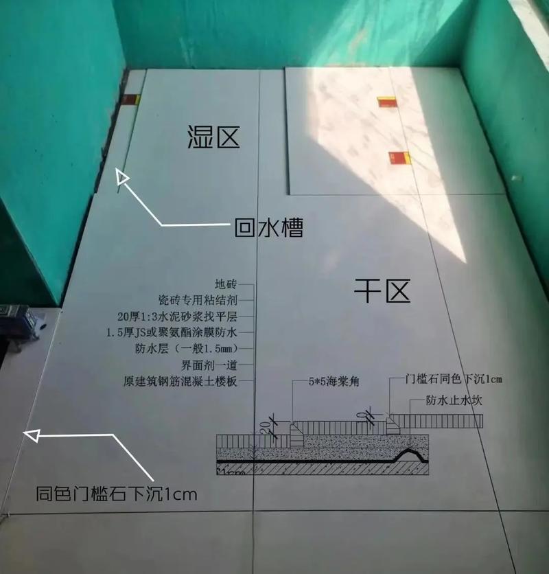 卫生间瓷砖铺贴的坡度标准,如何确保下水顺畅绝不积水?_地砖排水坡度_卫生间瓷砖下水坡度