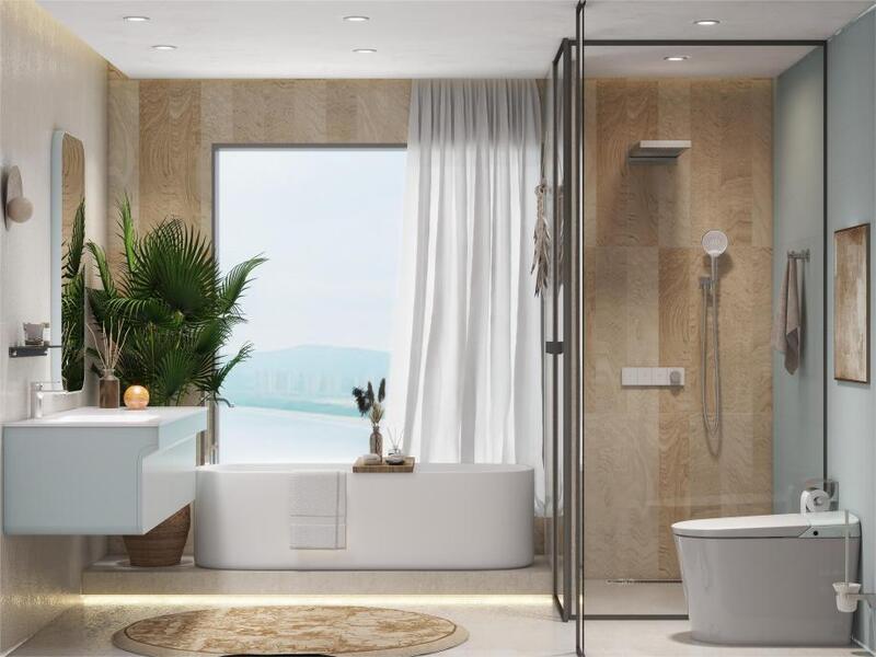 三伏天卫浴改造_天山雪岩在卫浴空间的应用,打造一个洁净清爽的SPA环境_防潮抗菌淋浴房设计