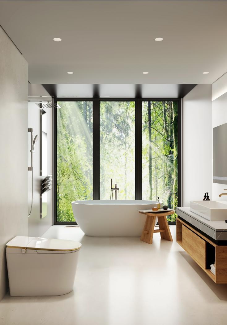 三伏天卫浴改造_天山雪岩在卫浴空间的应用,打造一个洁净清爽的SPA环境_防潮抗菌淋浴房设计