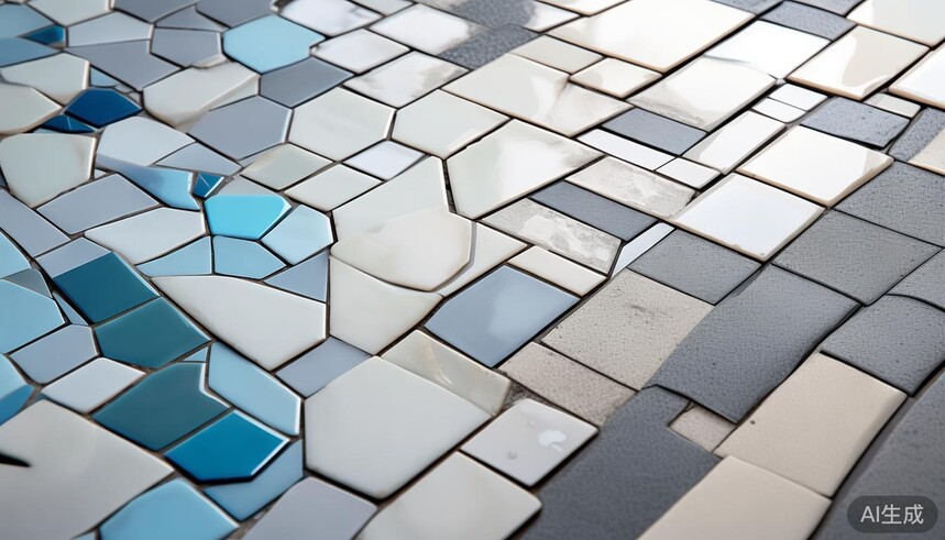 清雅素色系列瓷砖如何通过不同规格的混铺来创造更具设计感的地面效果_清新地砖_混搭瓷砖