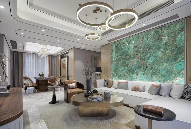 瓷砖亚马逊花型效果_亚马逊系列瓷砖的绿色调如何通过软装如抱枕和挂画来形成和谐的呼应_亚马逊绿瓷砖图片