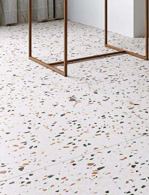 750x1500MM 超白胚水磨石瓷砖 复古风客厅 水磨石颗粒 施工色彩搭配案例_水磨石陶瓷砖_大颗粒水磨石瓷砖