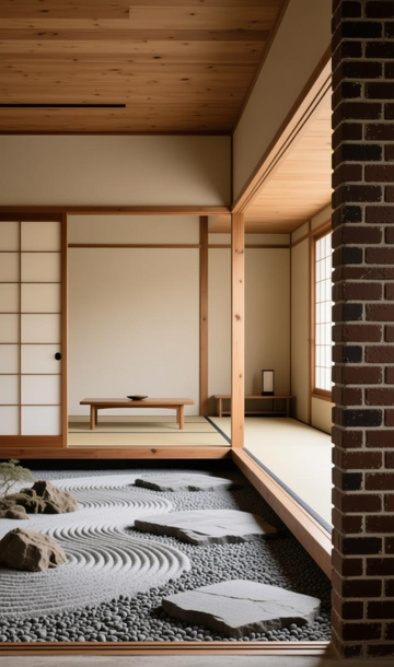 日式禅意空间的营造:榻榻米色系仿古砖与枯山水纹理的宁静对话。_日式禅意空间的营造:榻榻米色系仿古砖与枯山水纹理的宁静对话。_日式禅意空间的营造:榻榻米色系仿古砖与枯山水纹理的宁静对话。