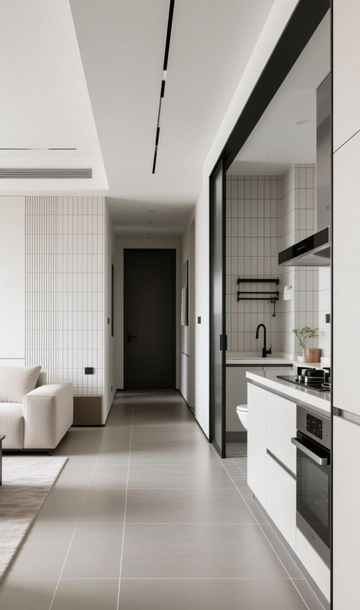 一体砖是什么_全屋瓷砖一体化设计案例:用同一系列不同规格的砖,打造和谐统一空间。_瓷砖一体砖好吗