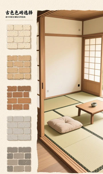 日式禅意空间的营造:榻榻米色系仿古砖与枯山水纹理的宁静对话。_日式禅意空间的营造:榻榻米色系仿古砖与枯山水纹理的宁静对话。_日式禅意空间的营造:榻榻米色系仿古砖与枯山水纹理的宁静对话。