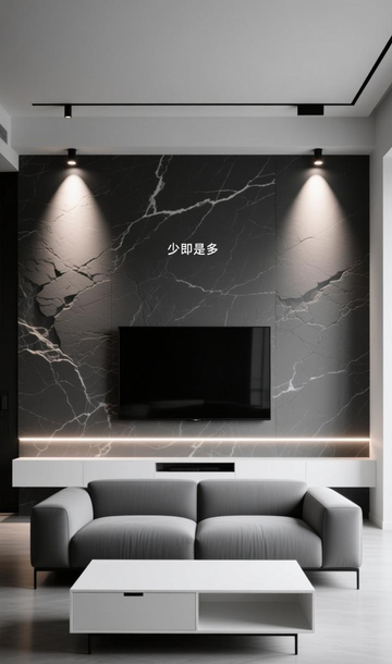 仿砖电视墙_仿瓷电视墙_电视背景墙的瓷砖简约风:仿石材连纹大板,轻松打造豪宅视觉感。