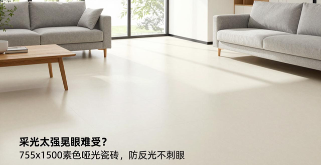 采光太强晃眼难受?750x1500素色哑光瓷砖,防反光不刺眼