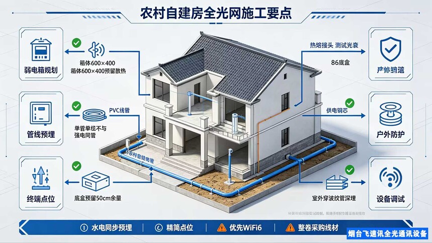 室内光缆铺设_农村自建房布线方案_单芯皮线光纤AP取电